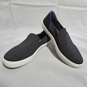 Rothy's The Sneaker Slip On Shoes Navy White Blue Trim Stretch Casual Size 10
